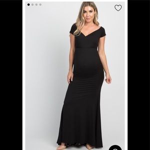 Pinkblush Black Off Shoulder Wrap Maternity Gown